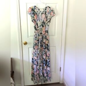 Auguste the label floral black maxi wrap dress